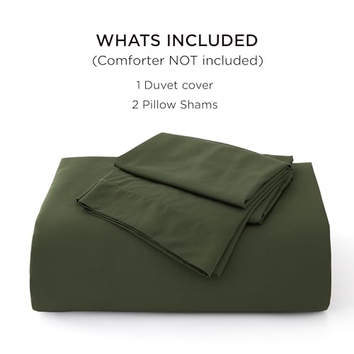 Bedsure Silky Cooling Duvet Cover King Size - Lightweight 100% Rayon Derived from Bamboo Comforter Cover Set for Hot Sleepers, Breathable & Moisture-Wicking Bedding Set, Olive Green