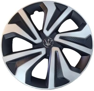 Silver & Black Press Fitting 15inch Wheel Caps with Carbon Fibre Look (Universal Fit)