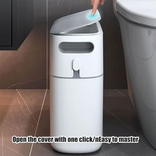 Cubo de basura estrecho papelera para baño contenedor slim con tapa para cocina 5