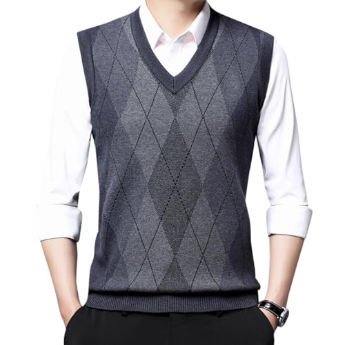 [CEEN] ニットベスト メンズ 春秋冬 アーガイル柄 暖かい ビジネス 紳士 Vネック オシャレ スーツスタイル セーターベスト カジュアル 重ね着