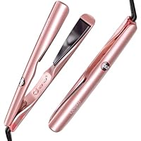 LANDOT 2-in-1 Hair Straightener & Curling Iron - Create Salon Waves, Curls & Straight Styles at Home | Floating Plates, Anti-Frizz & Tangle-Free | Dual Voltage, Temp 250-450°F for All Hair Types