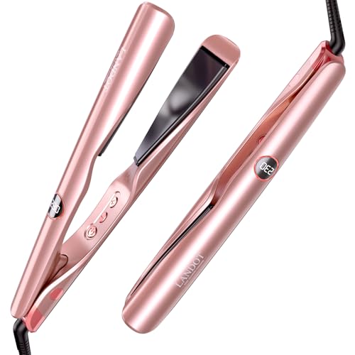 LANDOT Hair Straighteners and Curler 2 in 1 – Twist Straightening Curling Iron Combo for Curl Wave & Straighten Hair – Pro Multi-Styler with Gift Box