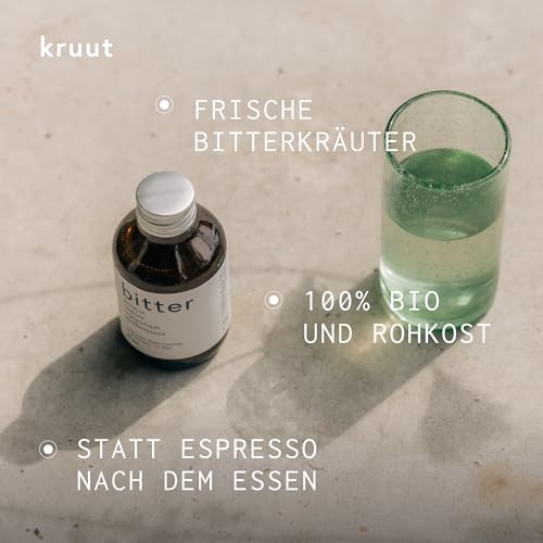 Kruut – Bitter Kräuterauszug bio 150ml – Elixier mit Bitterstoffen aus Wildkräutern Wermut, Andorn, Pfefferminze – Oxymel Tinktur Sirup Kur Regional Alkoholfrei Magenbitter Rohkost