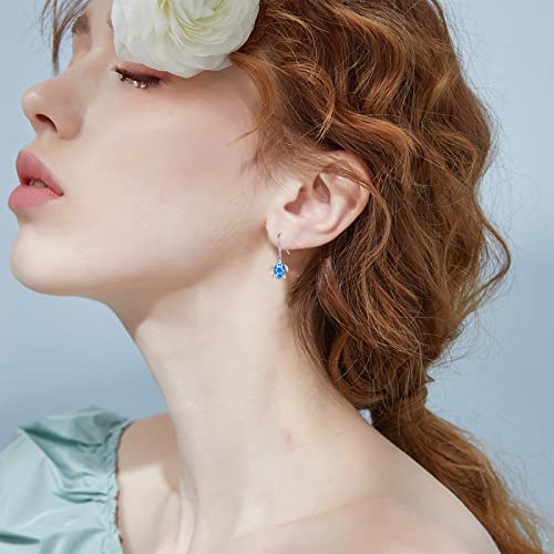 Sea Turtle Earrings,Sterling Silver Hawaiian Beach Themed Stud Earrings Turtle Dangle Blue Opal Ocean Jewelry Gifts For Women Girlfriend Girls (Dangle) #TOP5