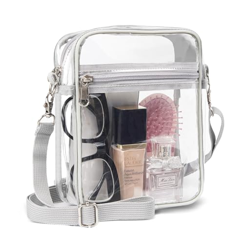 Image of Fibrdoo Clear Crossbody Purse Bag, Clear Bag Stadium Approved with Front Pocket for Concerts Sports Festivals