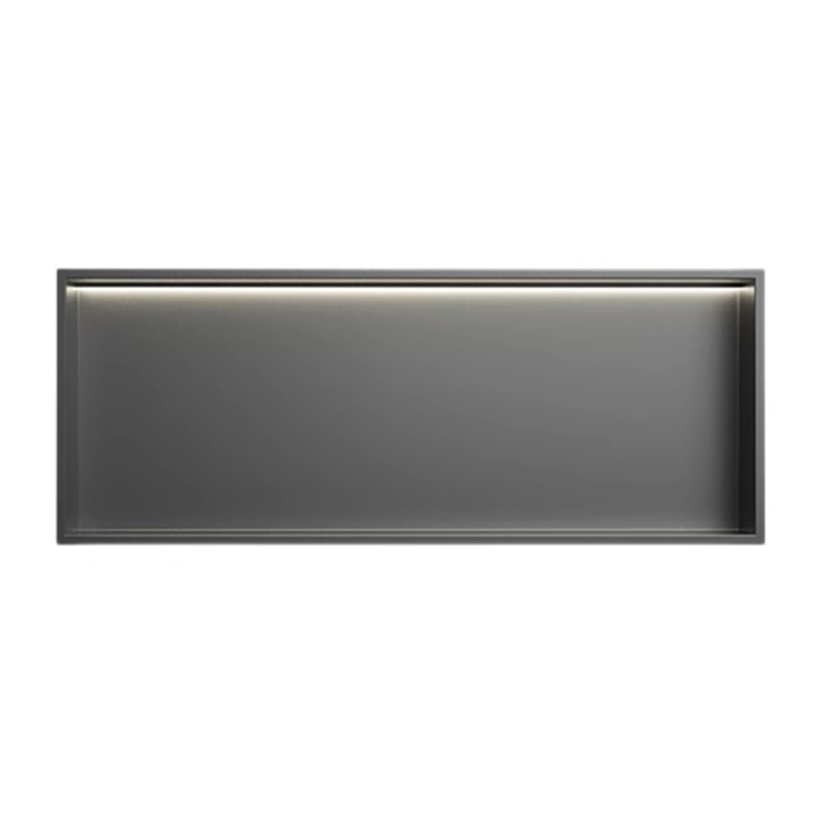 Czarny wpuszczany stojak prysznicowy ze stali nierdzewnej ze światłem LED - nie wymaga płytek metalowych, łazienkowych, szary, 92 x 32 x 12,5 cm, oszczędność miejsca