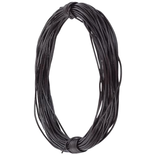 CALFOVERA Cordón de Cuero Genuino de Vaca Redondo de 10 m X 1mm para Manualidades, Cordón de Cuero Genuino Marrón Oscuro, Cordón de Encaje, Tira de Hilo Trenzado para Joyería, Collares, Pulseras
