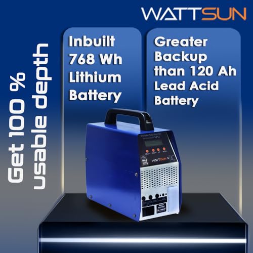 Image of Wattsun 768Wh Lithium Portable Power Station | 700VA Inverter Mode + 350W Power Station | Long Backup Emergency Power for Home, Camping & Travel | Fast Charging | IP32 | 5-Year Warranty