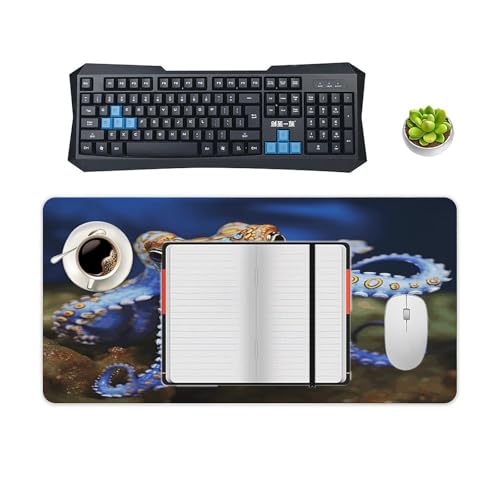 Blue Ringed Octopus Desk Pad con base de goma grande miniatura 4
