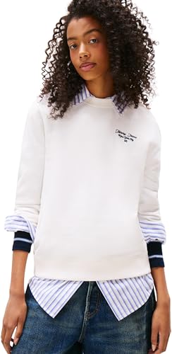 Tommy Jeans Sudadera Mujer Logo de algodón, Blanco (Ecru), L