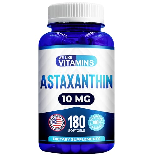 We Like Vitamins Astaxanthin 10mg Softgel - Highly Potent Astaxanthin Supplements from Haematococcus Pluvialis - Improves Eye, Joint, Skin Health & Energy Levels - 180 Servings, 6 Month Supply