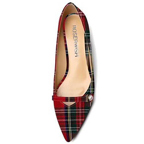 ROSERWISH Womens Work Wedding Slip On Patent Pointed Toe Cute Chunky Low Heel Pumps Dress Shoes 1.5 Inch3