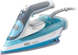 Braun TexStyle 5 Hierro con suela FreeGlide 3D SuperCeramic con punta de precisión, mango abierto ergonómico, fácil recarga 300 ml, ahorro de energía, potentes opciones de vapor, función antigoteo