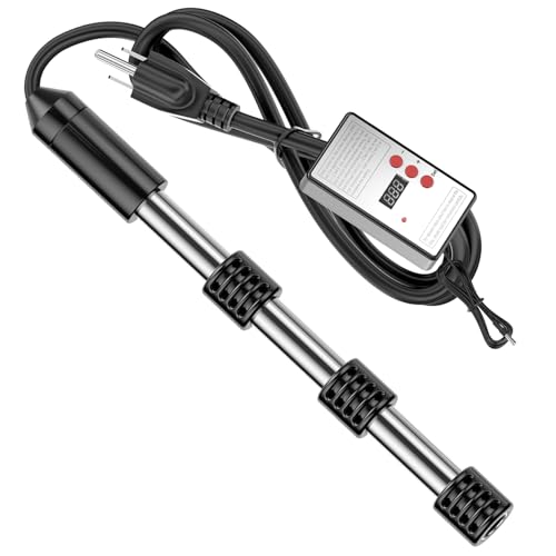 2000W Portable Immersion Water Heater with Thermostat & Delayed Start - Rapid Heating for Hot Tubs, Bathtubs, Buckets & Mini Pools - Stainless Steel Guard, Real-Time Digital Display