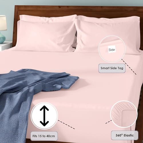 Pizuna Luxury Cotton Emperor Size Fitted Sheets Light Pink - Image 3
