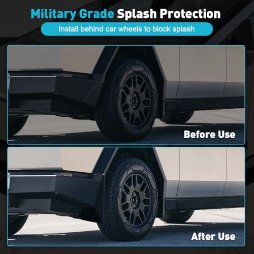 Image of Mud Flaps Splash Guards - Compatible with Tesla Cybertruck 2023 2024,No Drilling No Tape Vehicle Fenders Sediment Protection Mudguards Tire Protector Mudflaps All Weather(Set of 4), Black