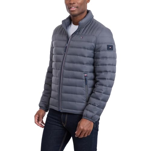 Image of Tommy Hilfiger Mens Embroidered Logo Puffer Jacket