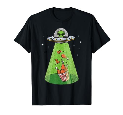 Divertido Alien Camisa UFO Secuestro Pollo Frito Aliens Amante Camiseta