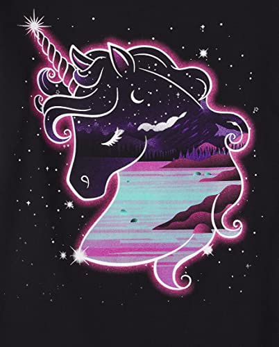 The Children's Place Girls' Short Sleeve Graphic T-Shirt, Black Unicorn, Large #TOP10