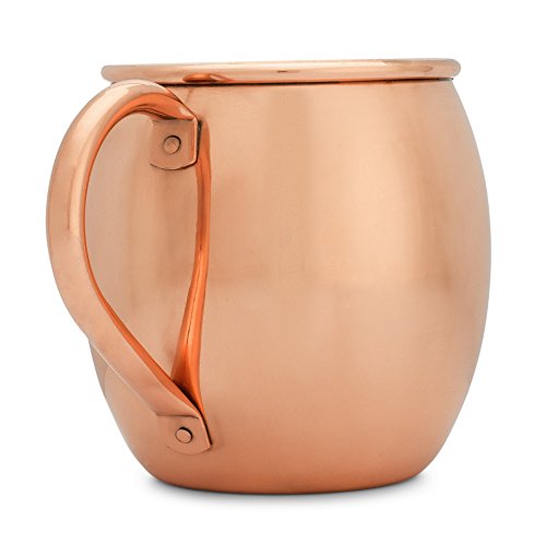 Moscow Mule Mug by Copper Mules - Handcrafted of 100% Pure THICK Copper - Timeless Barrel Smooth Finish - RAW Copper Interior - Authentic and Strong Riveted Handle - Holds 16oz