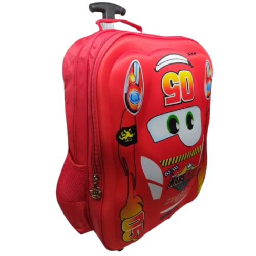 Mochila Infantil Com Rodinha Carros Reforçada 3d Menino Impermeavel