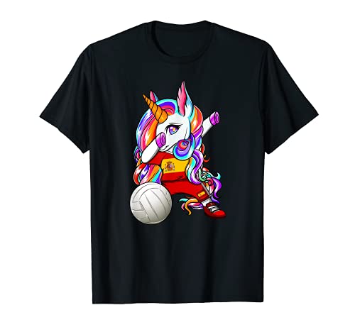 Dabbing Licorne Espagne Volley-ball Drapeau Espagnol Sport T-Shirt