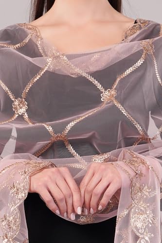 Gold Embroidered Net Dupatta/Lightweight Sheer Shawl/Scarf/Wrap4