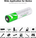 4-pak akumulatorów litowych AAA USB C z ładowarką, 1,5 V 2600 mWh, mała bateria litowo-jonowa, długa żywotność, wbudowane gniazdo z kablem do ładowania do inteligentnych urządzeń domowych, kamer