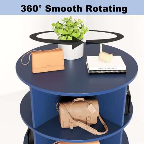 Image of HKLYRHIMO Rotating Storage Rack-American Design White-7-Tier Spinning Storage Rack,Free Standing 360 Revolving Shoe Organizer-for Bedroom,Livingroom,Hallway. (Blue,6-Tier with Base)