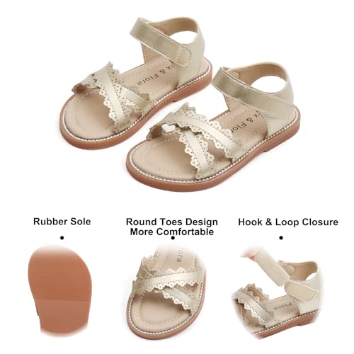 Image of Felix & Flora Toddler Girl Sandals - Little Girl Easter Dress Shoes Lightweight Open Toe Beach Holiday Flats
