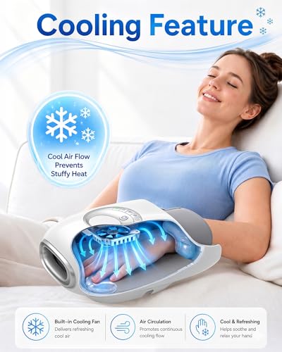 JZBRAIN Hand Massager with Heat and Compression : Full Hand & Wrist Massage, Cordless Electric Hand Massager with 6 Modes & 6 Intensities for Office, Seniors Daily Comfort & Relaxation (White) — view 3