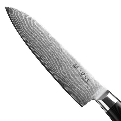 Foto von Wakoli Mikata Küchenmesser Damastmesser Set (3-teilig) Messer Set aus 67 Lagen Damaststahl - Kochmesser mit ergonomischem Griff - Scharfe Messer für Fleisch, Fisch & Gemüse - Messerset in Geschenkbox
