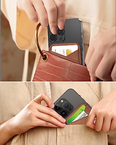 Image of Miroddi for MagSafe Wallet, Magnetic Wallet Card Holder for iPhone 16 /15 /14 /13 /12 Series, 0.12 inch Invisible Ultra-Thin Magnetic Phone Wallet, 2 Independent Card Slot, Vegan Leather, Brown