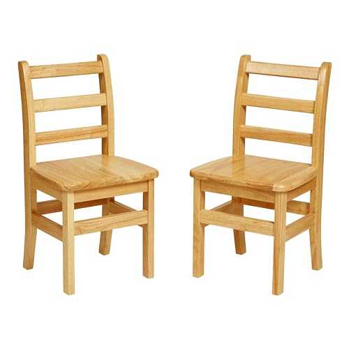 Image of ECR4Kids Three Rung Ladderback Chair, 14in Seat Height, Classroom Seating, Honey, 2-Pack