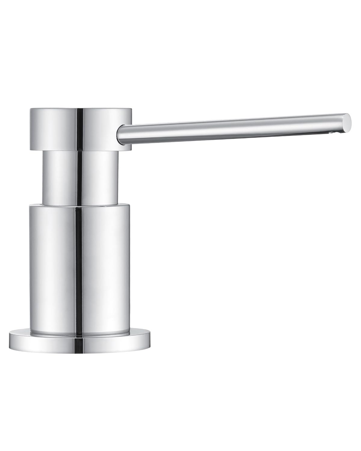 Distributeur de Savon Encastrable pour Cuisine, Distributeur Liquide Vaisselle Durable avec Écrous en Acier INOX 304(sans Plastique), Bouteille de 300ml et Tuyau de Rallonge de 1,25m, Chrome