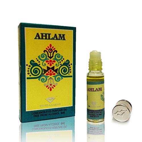 AHLAM, Roll On Perfume Oil 6 mL (.2 oz) | Oriental Fragrance for Men and Women | Musk, Floral, Fruity, Woody, Citrus, Spicy | Alcohol Free Attar, Vegan Parfum | by Oudh Artisan Swiss Arabian