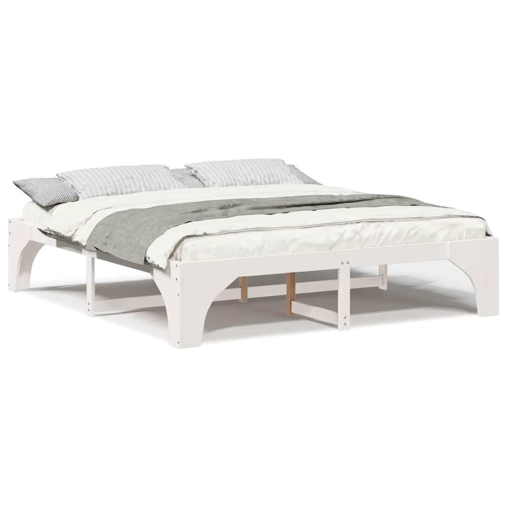 Marco de Cama de Madera Maciza de Pino Estructura Baja Minimalista para Dormitorio Moderno 4 Piezas Ensamblaje Fácil y Diseño Multifuncional para Optimizar Espacios