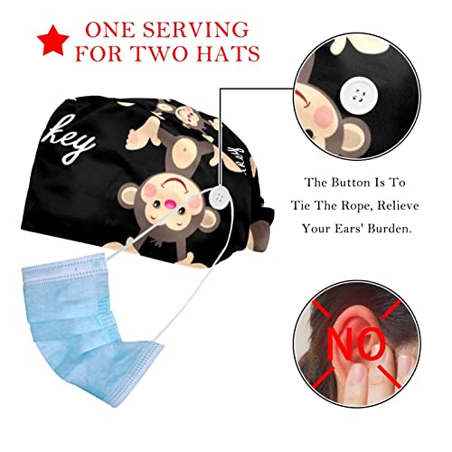 Gorros de trabajo de algodón con monos pack doble unisex sanitarios 2
