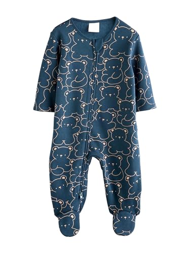 NEXT Baby Jungen Baby-Schlafanzug mit Fleecefutter Navy Bear 62-68