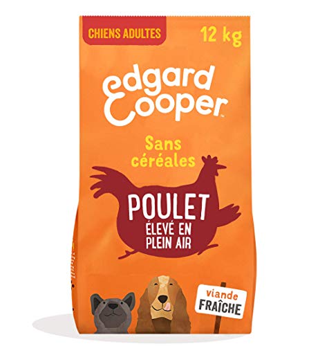 Edgard & Cooper Croquettes Chien Adulte sans Cereales Nourriture Naturelle 12kg Poulet Frais, Alimentation Saine savoureuse et équilibrée, Protéines de qualité supérieure