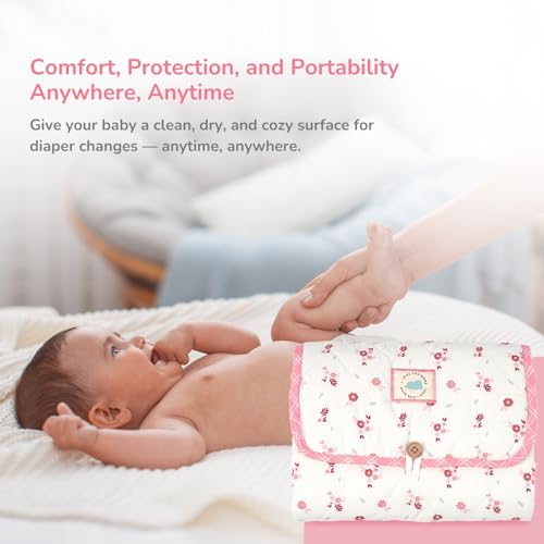 Image of Tidy Sleep Portable Diaper Changing Mat /Pad for Newborns & Infants Baby 0-24 Months Light Weight, Portable, Water Proof (Blossom Pink)