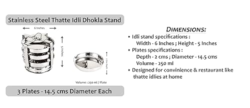 Image of BLeaf Stainless Steel-3 Plate Thatte Idli Stand (3 Plate, 3 Idli)