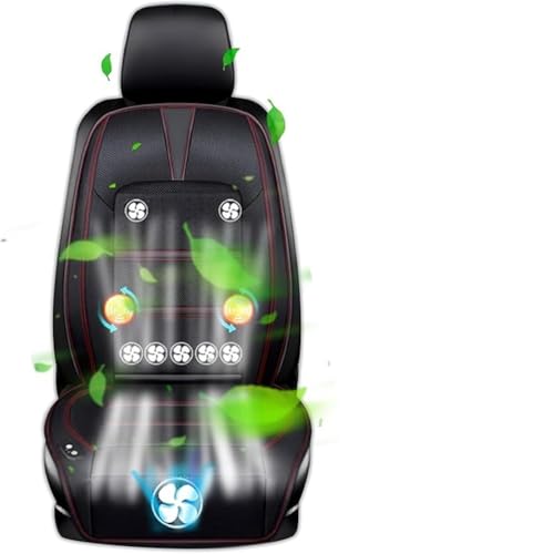 Image of Cooling Car Seat Cover with Massage,12V-24V Cooling Seat Cushion for Summer Driving,8 Turbo Fans Ventilated Car Front Seat Cover for SUV Truck Universal Fit