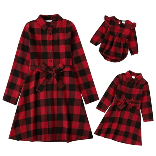 Mommy and Me Christmas Dresses Plaid Velvet Dress Xmas Holiday Party Mom Daughter Matching Outfits Photoshoot2
