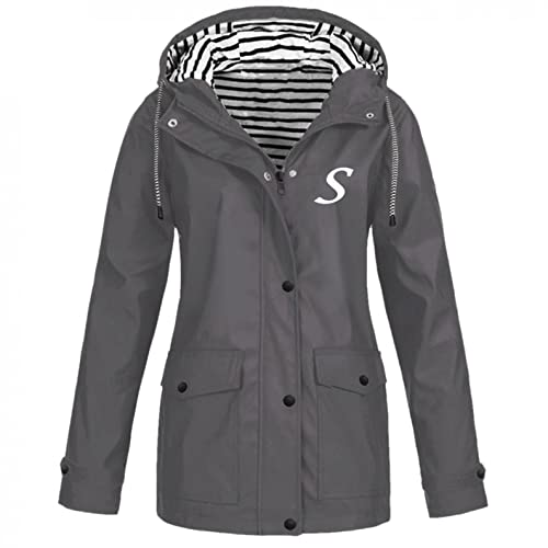 GFGHH Damen Regenjacke Wasserdicht Regenparka mit Kapuze Leicht Winddichte...