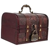 GLEAVI Caja Joyero de Madera Retro con Cerradura de Combinación Cofre Vintage para Almacenamiento de Anillos Pendientes y Pulseras con Tapa para Regalo