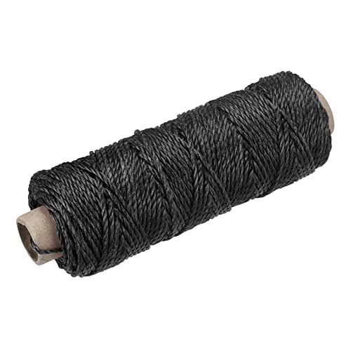 sourcing map Torcida Albañil Línea Nylon Cordel Cuerda Cordón Negro 50M/164 Pies 2mm Diámetro para Redes, Paisajismo, Hogar Mejora, Bricolaje Proyecto, Artesanía, Albañilería