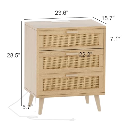 Rovaurx RCTG110ME Rattan Nightstand With Charging Station thumb #1