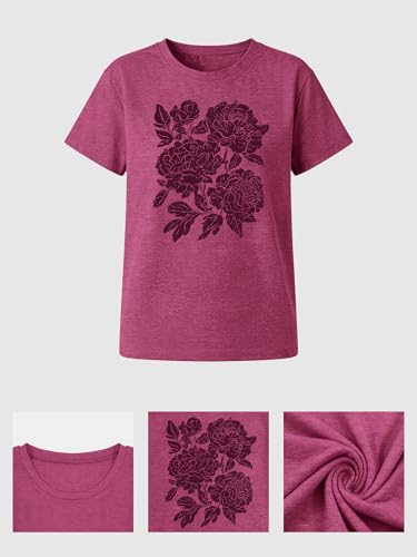 Image of Anbech Womens Dandelion Graphic T-Shirts Teen Girls Cute Sunflower Print Casual Tee Tops