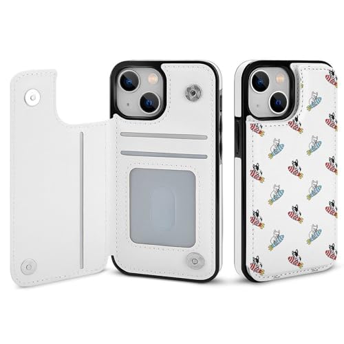 iPhone14用ケース カバー 手帳型 かわいい フレンチブルドッグ アニマル柄 アイフォン14用 カード収納 横置きスタンド機能 全面保護 Case